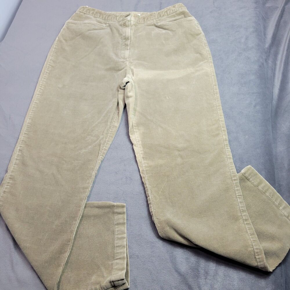 Jones Pants Womens Size 12 Green Velvet Corduroy Pull On Beige Control Skinny